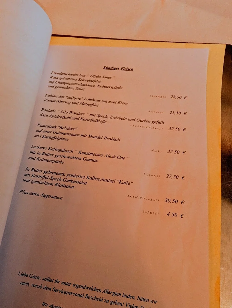 Restaurant Freudenhaus St. Pauli – Speisekarte in Hamburg