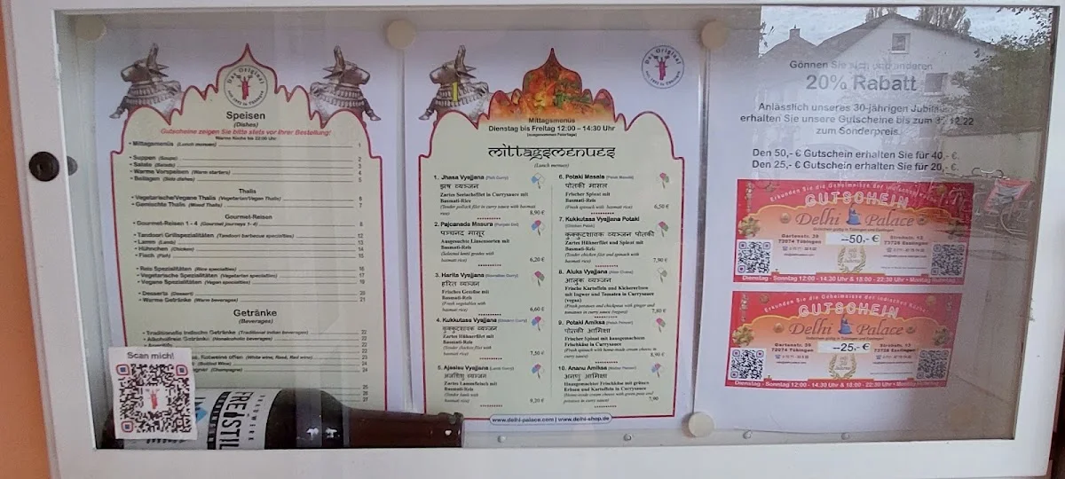 Restaurant Delhi Palace – Speisekarte in Tübingen, Baden-Württemberg