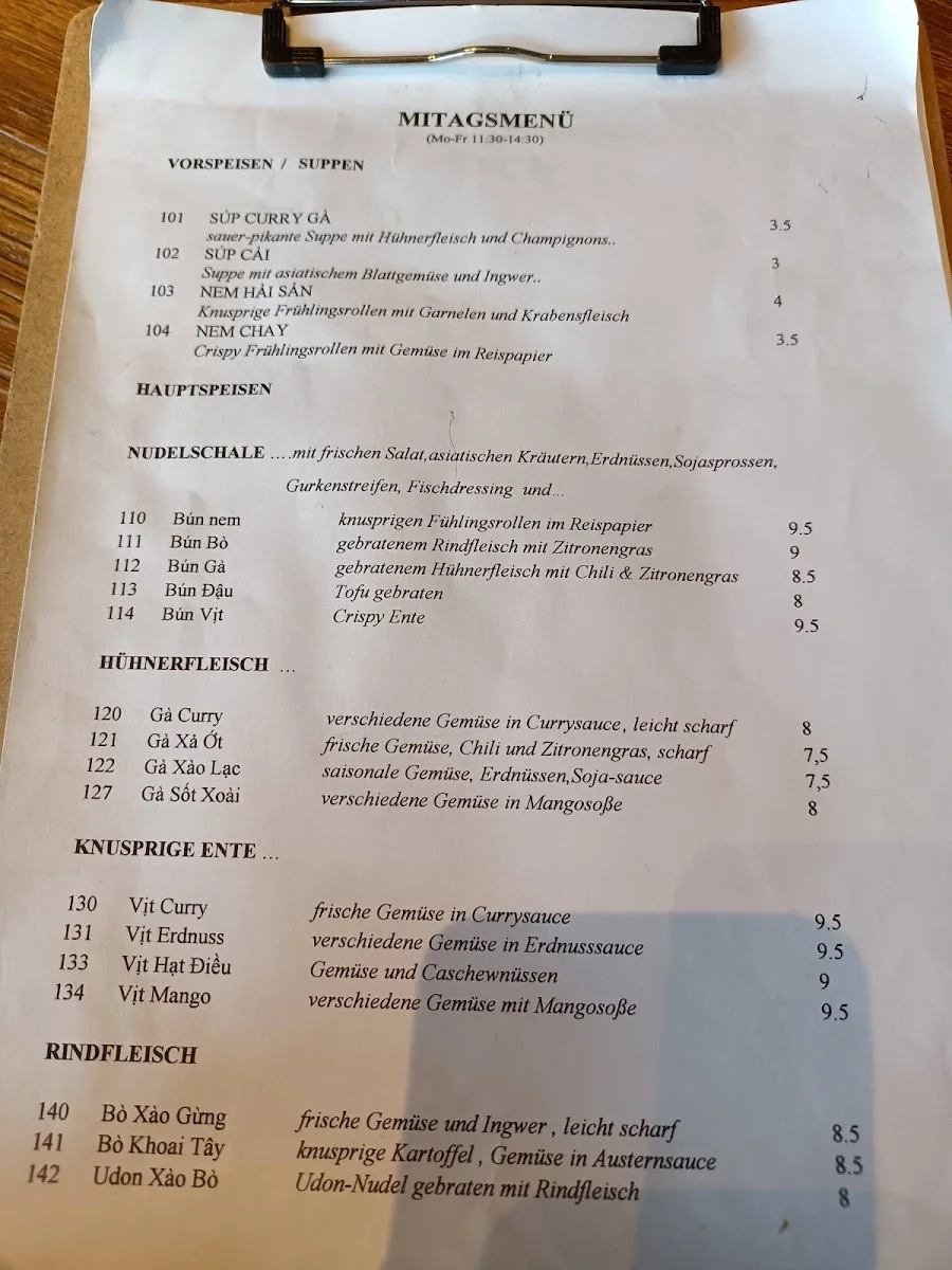 BAMA – Speisekarte in Rosenheim, Bayern