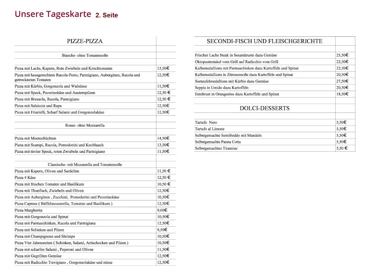 Restaurant La Piazza – Speisekarte in Stuttgart, Baden-Württemberg