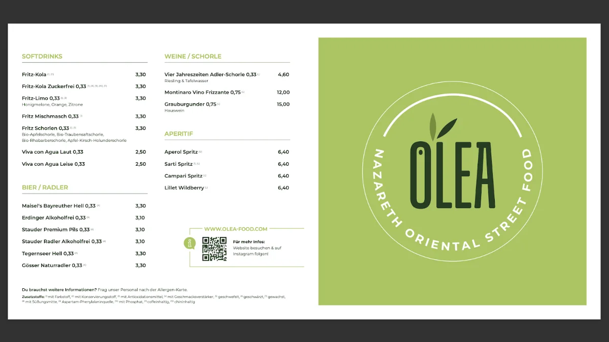 OLEA- Nazareth oriental Streetfood – Speisekarte in Münster, Nordrhein-Westfalen