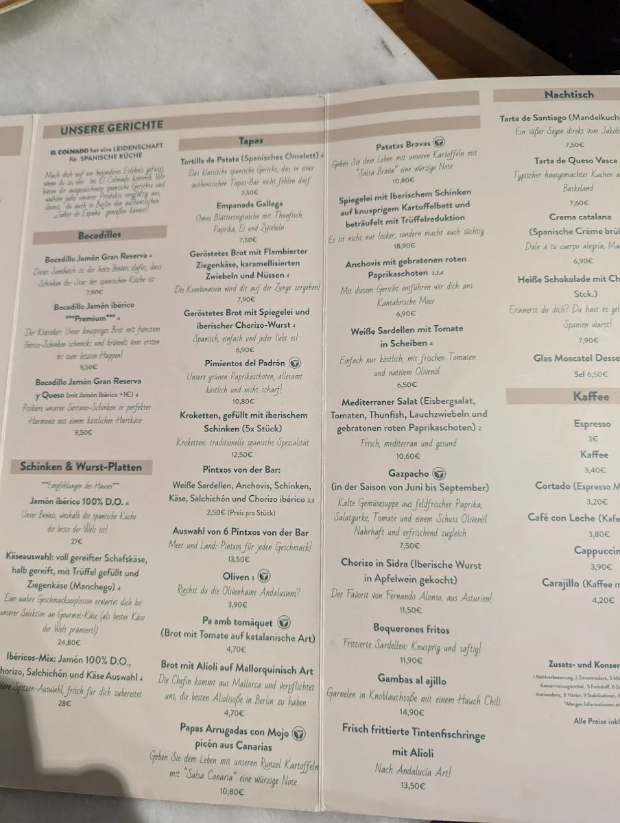 Tapas Berlin El Colmado Alexanderplatz – Speisekarte in Berlin