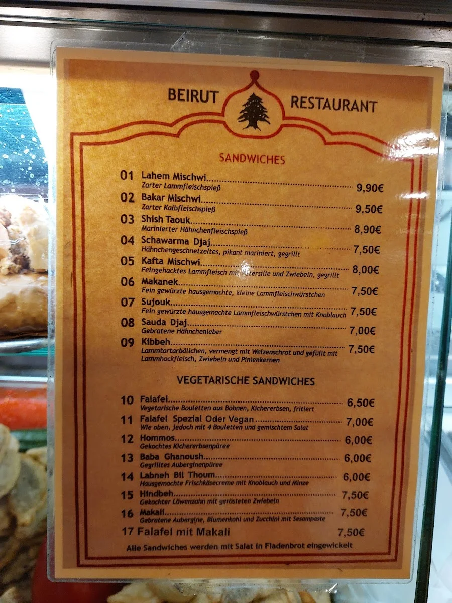 Beirut Restaurant – Speisekarte in Köln, Nordrhein-Westfalen