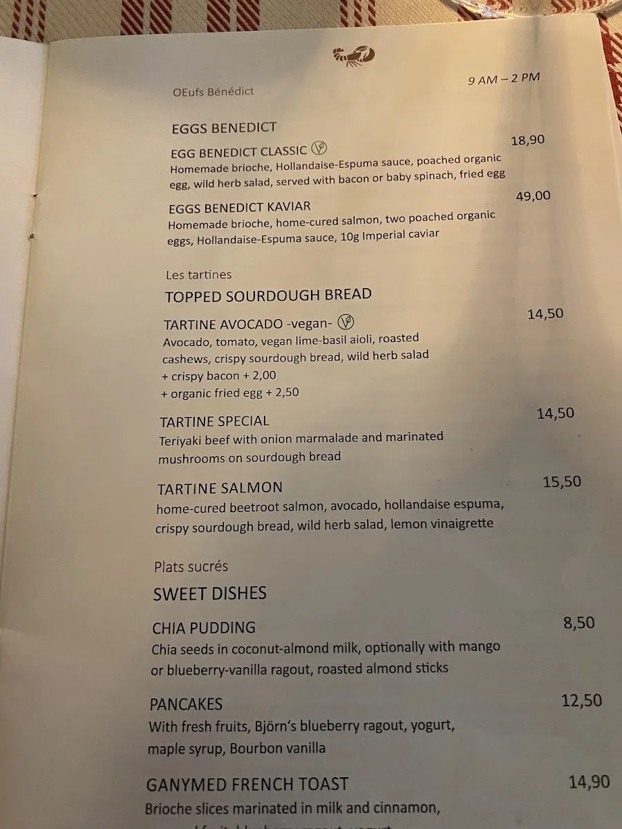 Ganymed Brasserie – Speisekarte in Berlin