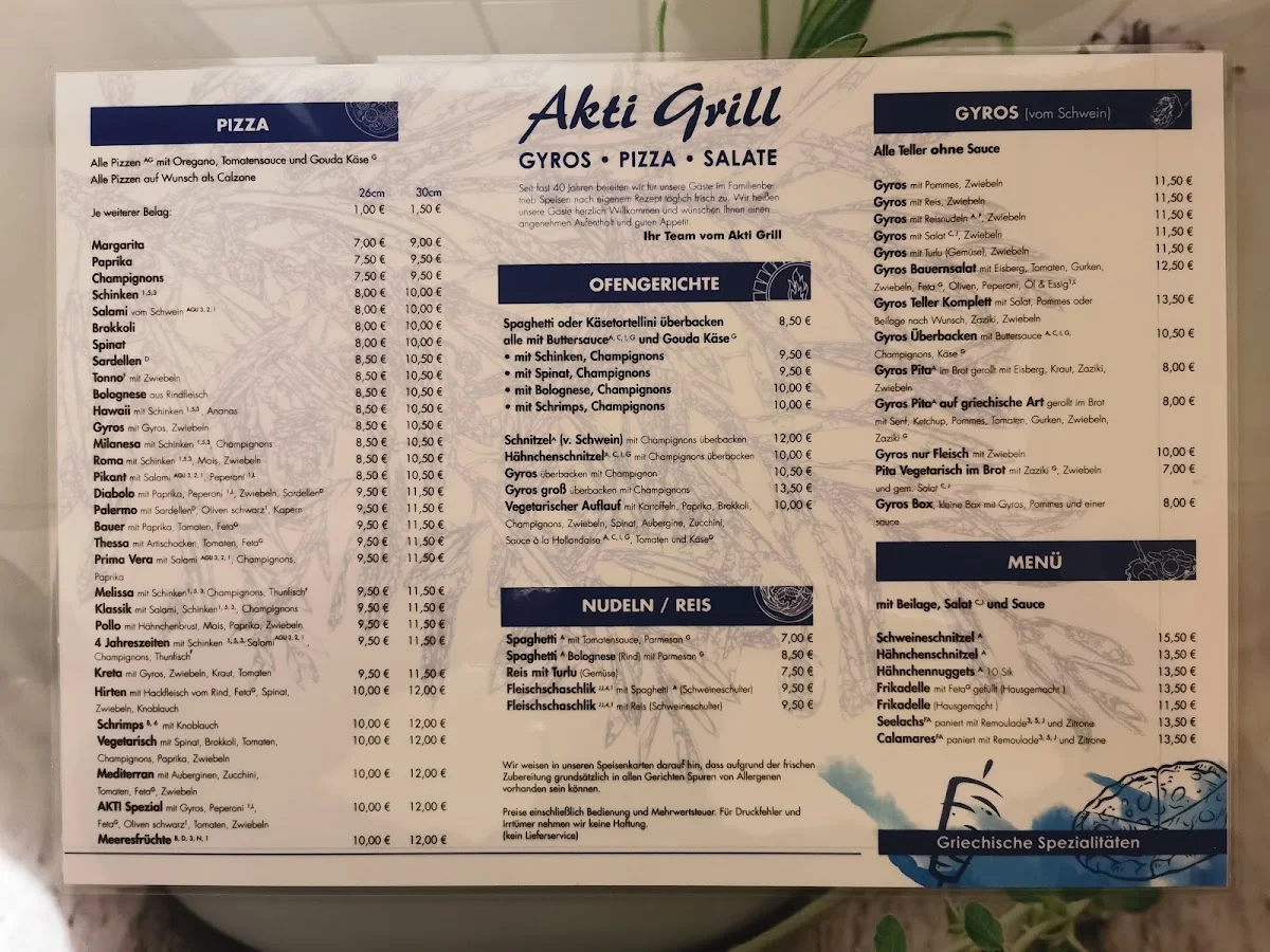 Akti Grill – Speisekarte in Köln, Nordrhein-Westfalen