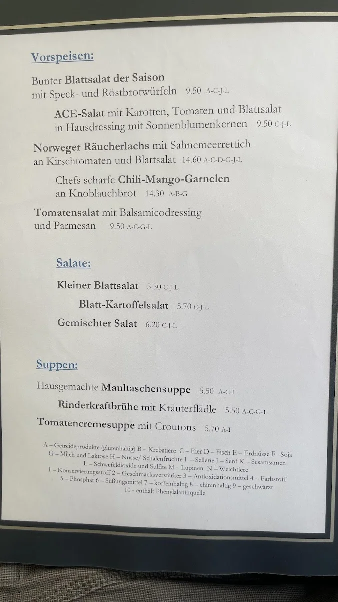 Restaurant Schillerhöhe – Speisekarte in Gerlingen, Baden-Württemberg