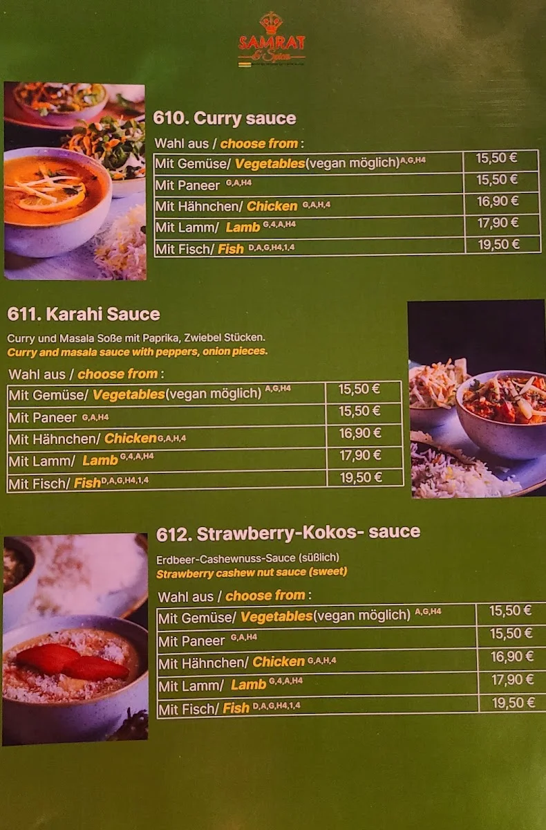 Samrat & Spices - Modern Indian Restaurant & Bar – Speisekarte in Bamberg, Bayern