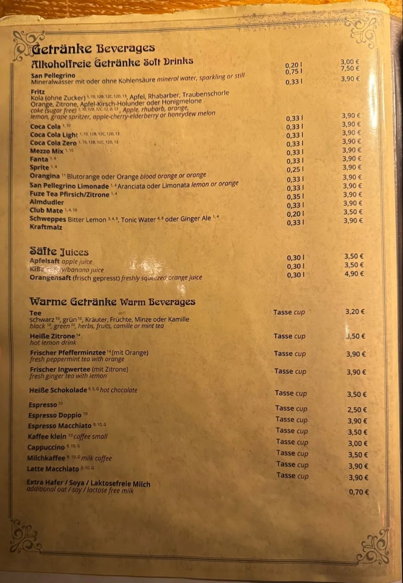 Pizzeria Marienkäfer – Speisekarte in Berlin