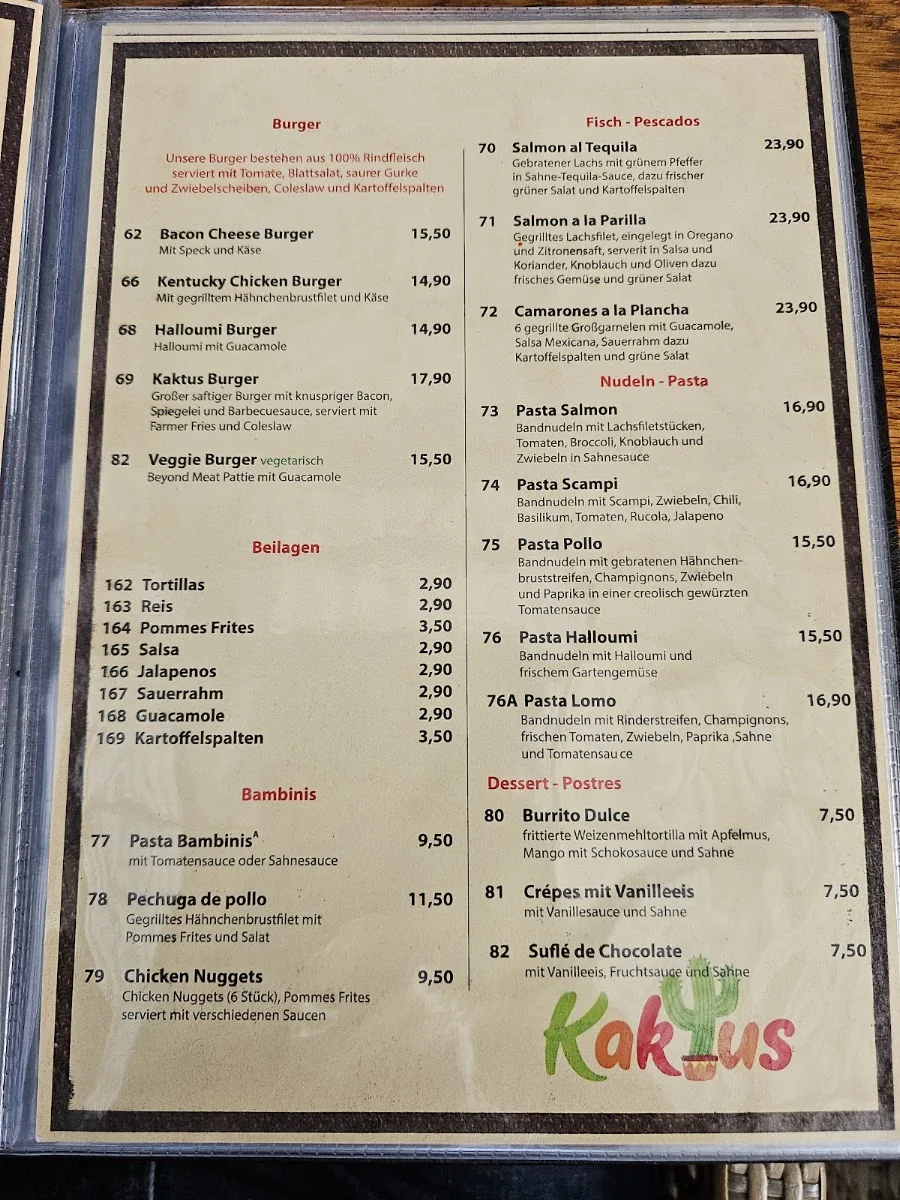 Restaurant Kaktus – Speisekarte in Neuenhagen bei Berlin, Brandenburg