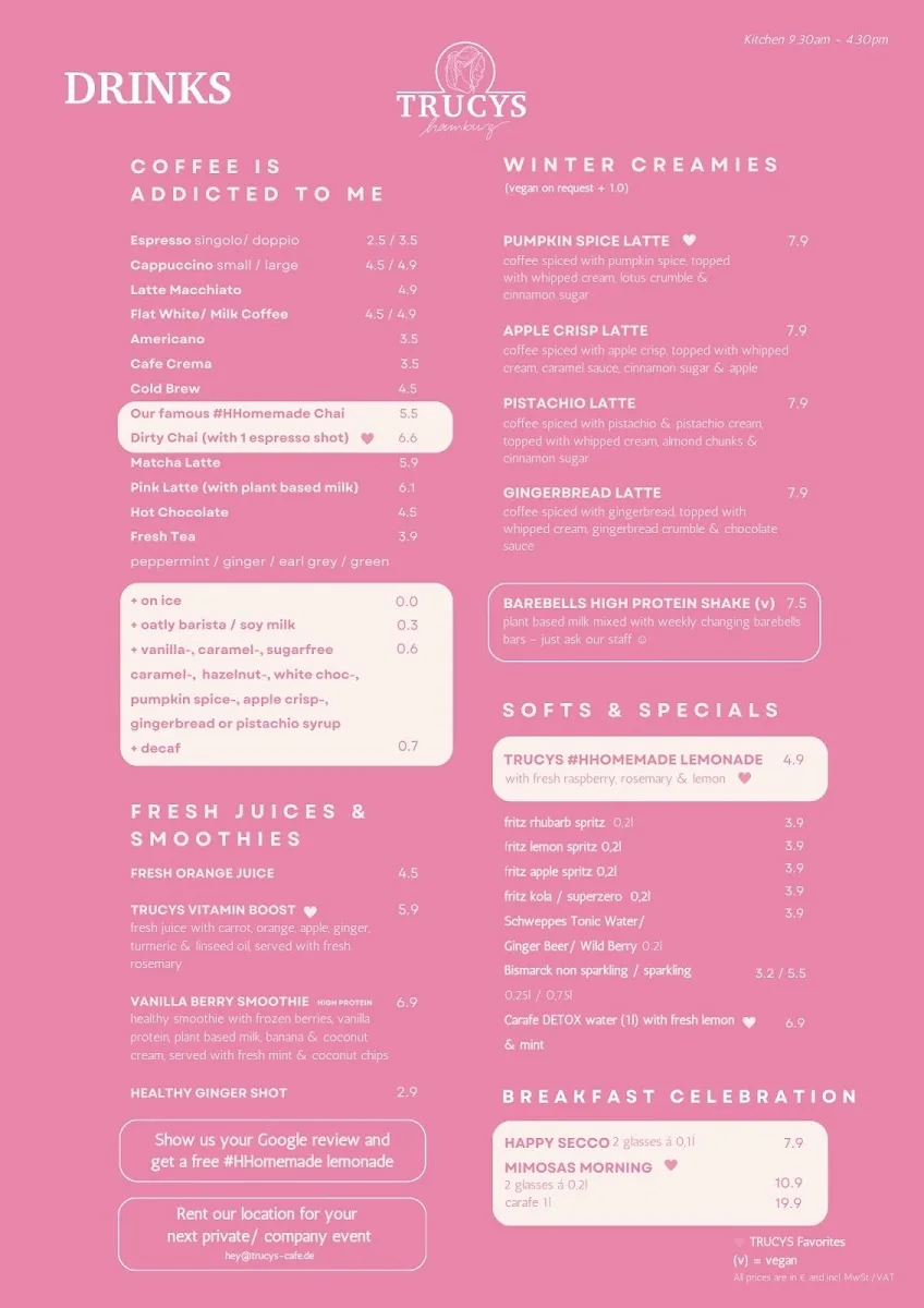TRUCYS Café BREAKFAST TAPAS Winterhuder Weg – Speisekarte in Hamburg