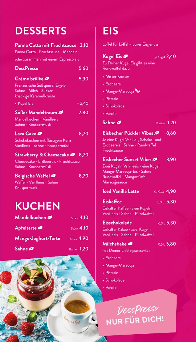 Cafe Del Sol Filderstadt – Speisekarte in Filderstadt, Baden-Württemberg
