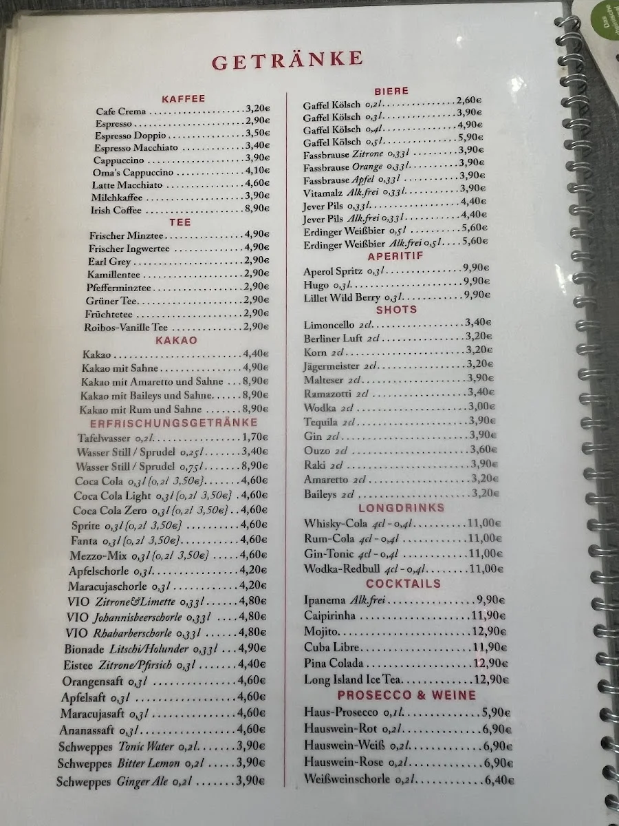 Oma's Küche – Speisekarte in Köln, Nordrhein-Westfalen