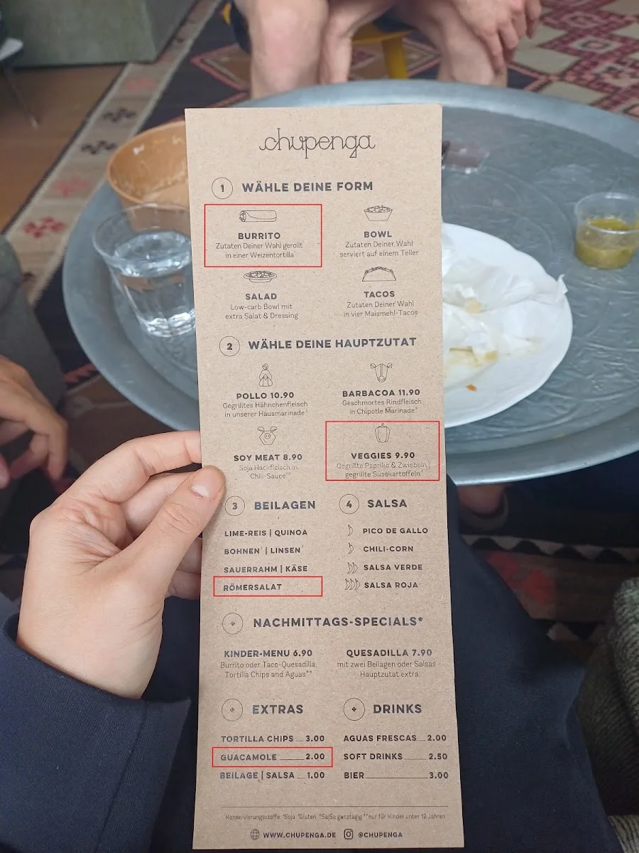 Chupenga – Speisekarte in Berlin