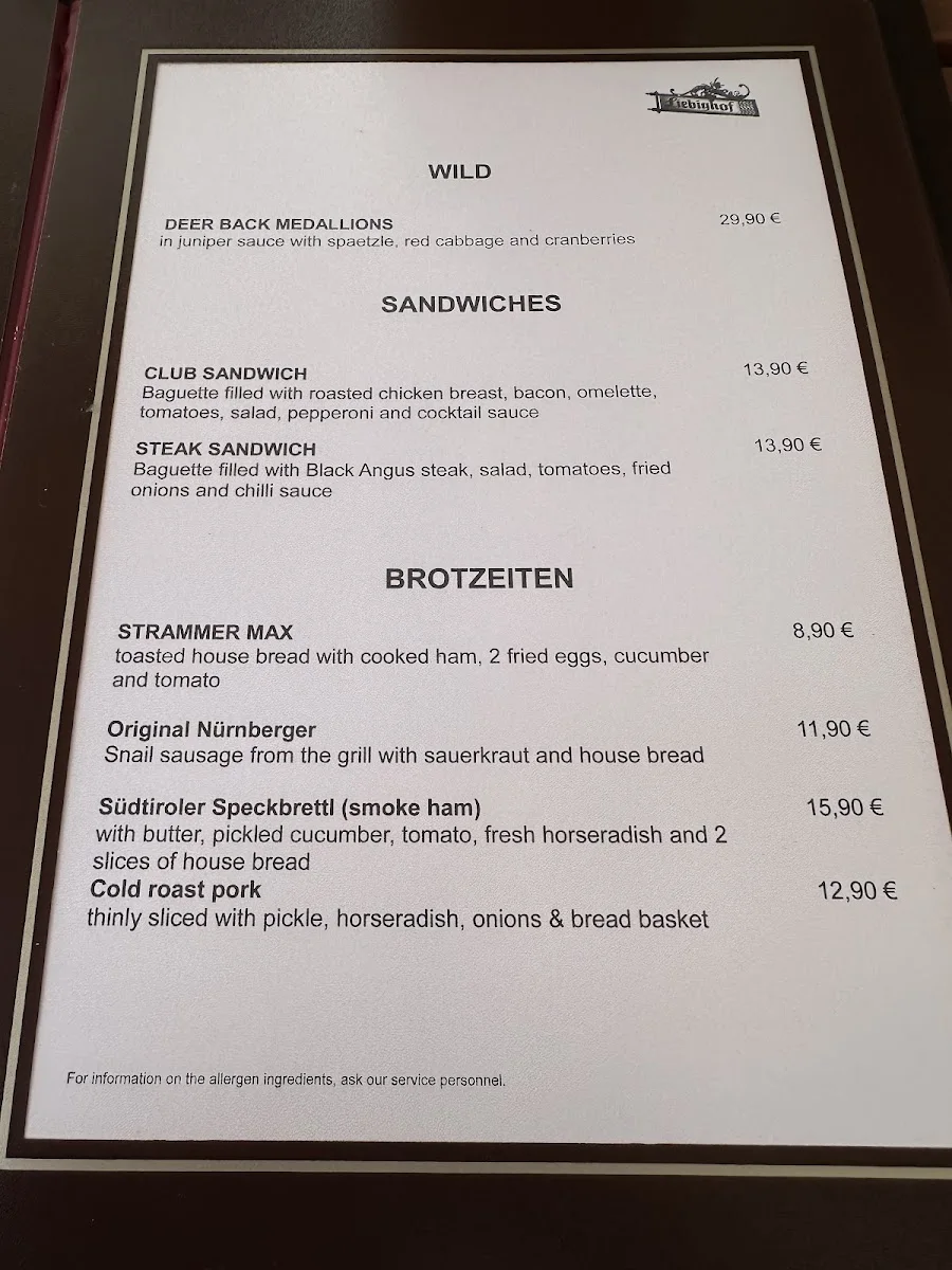 Liebighof – Speisekarte in München, Bayern
