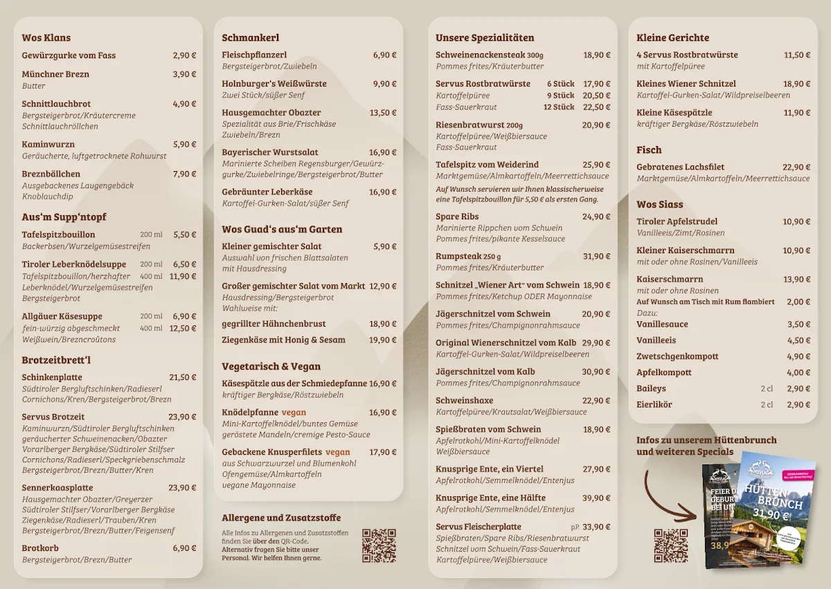 Servus Colonia Alpina – Speisekarte in Köln, Nordrhein-Westfalen
