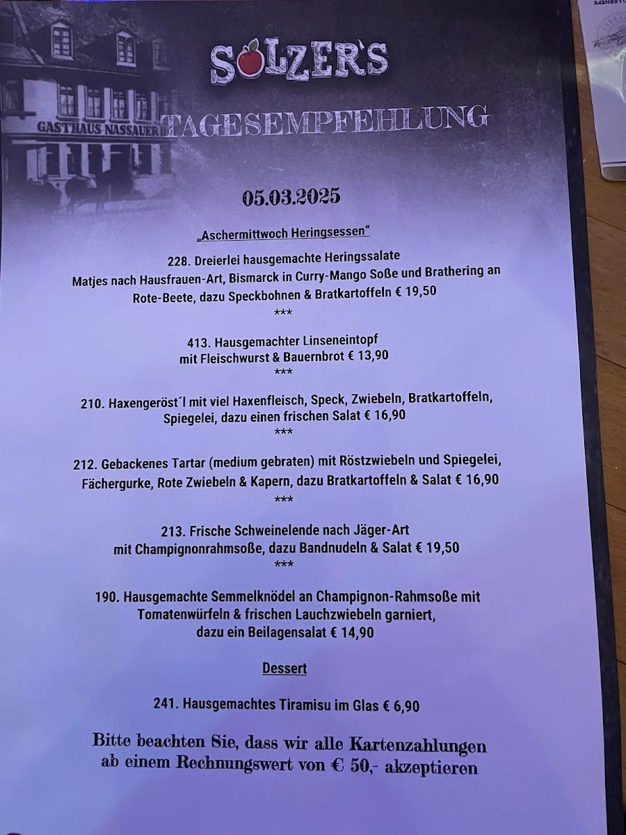 Apfelwein Solzer – Speisekarte in Frankfurt am Main, Hessen