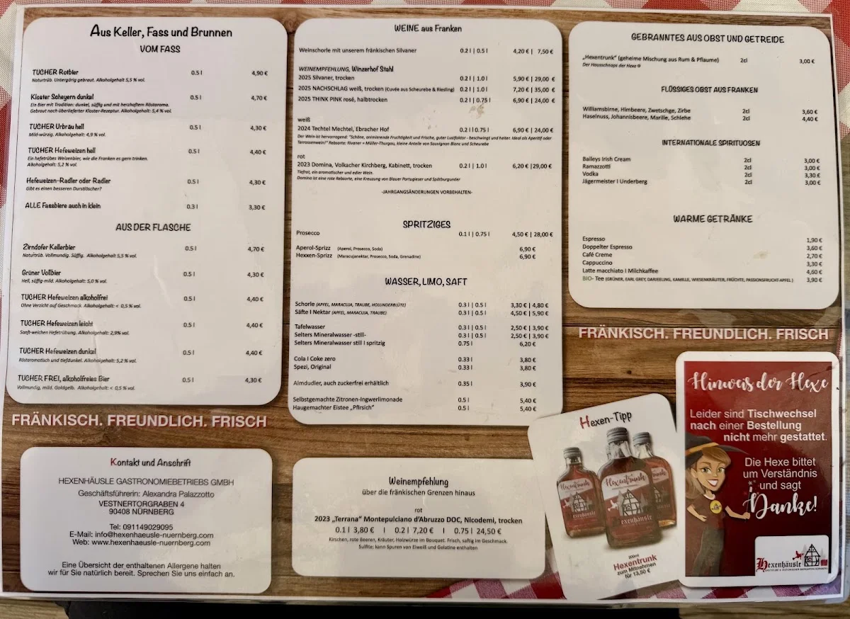 Hexenhäusle – Speisekarte in Nürnberg, Bayern