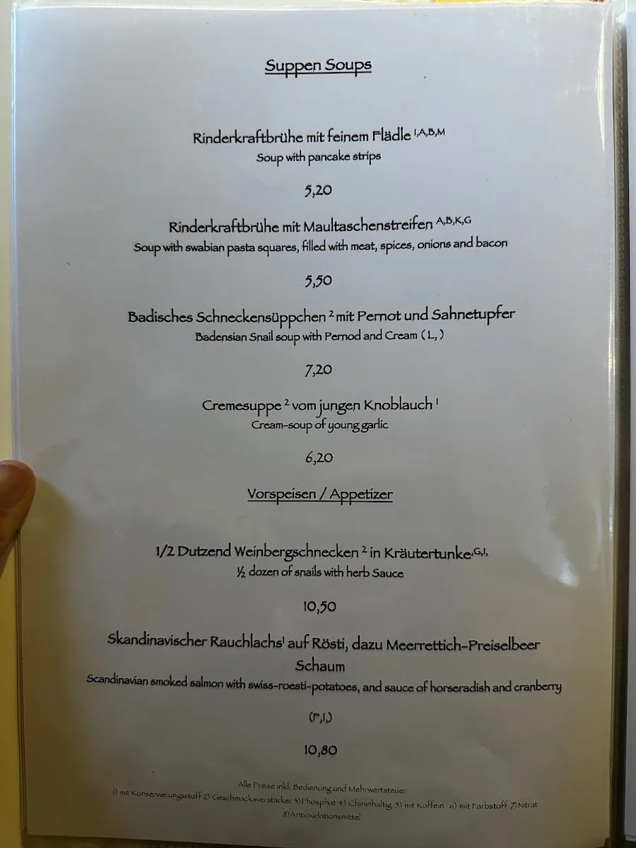 Weinstube Unmüßig – Speisekarte in Stuttgart, Baden-Württemberg