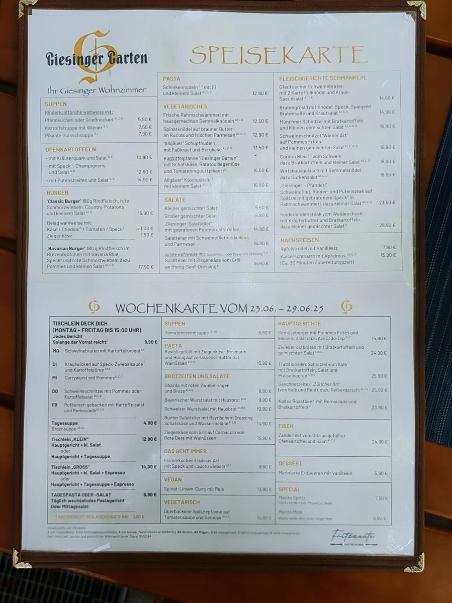 Giesinger Garten – Speisekarte in München, Bayern