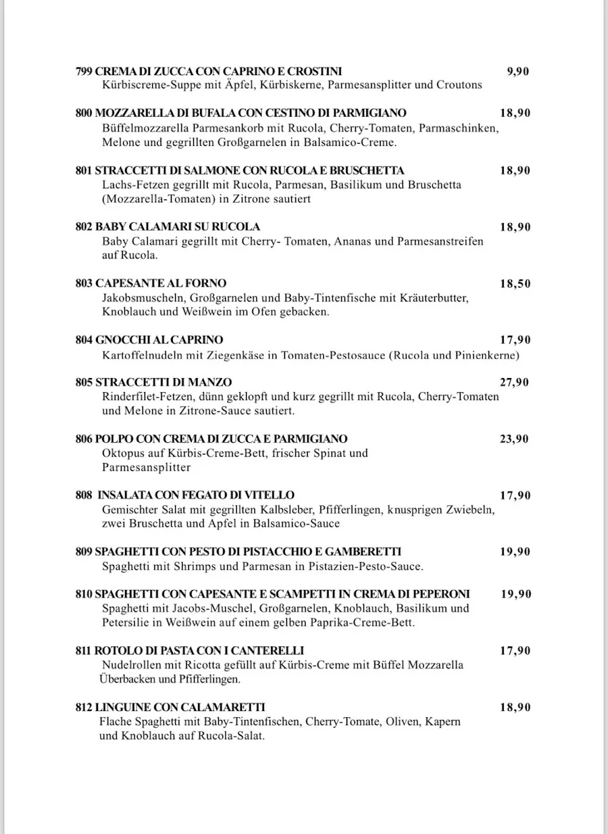 Trattoria Toscana Tempelhof – Speisekarte in Berlin