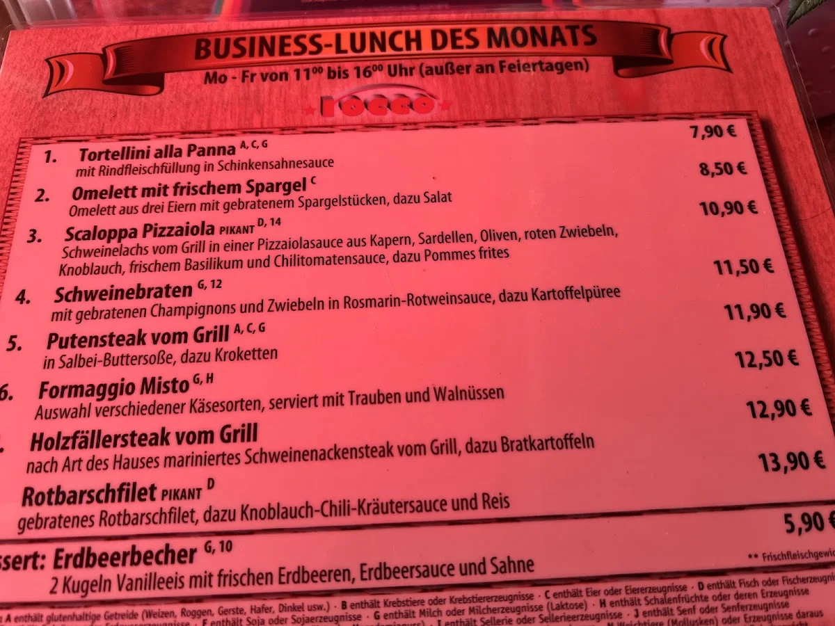 Rocco Charlottenburg Berlin – Speisekarte in Berlin