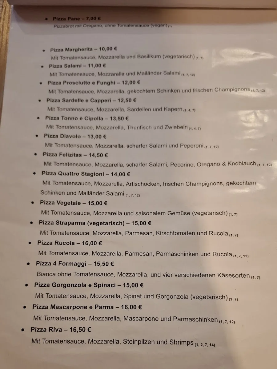 Trattoria Riva – Speisekarte in Stuttgart, Baden-Württemberg