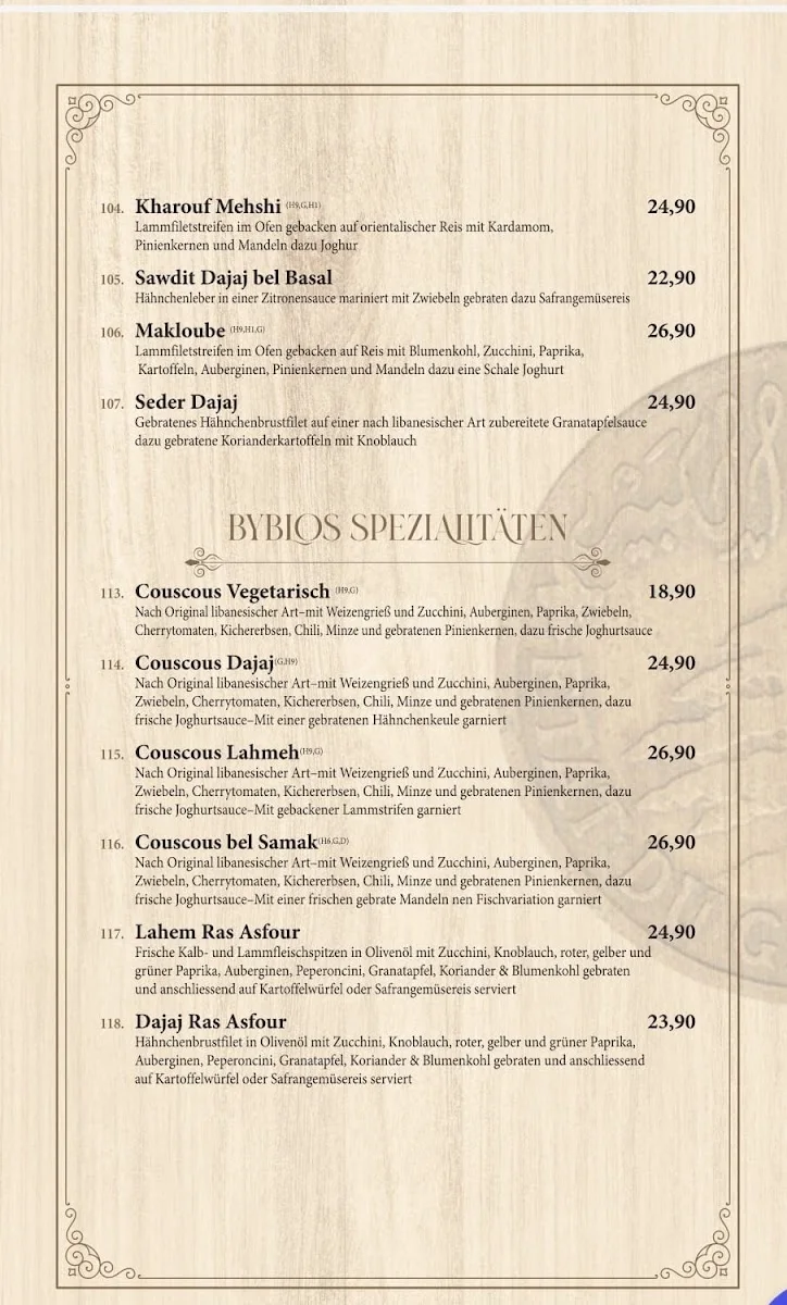 CHEZ NASSIB – Speisekarte in Berlin