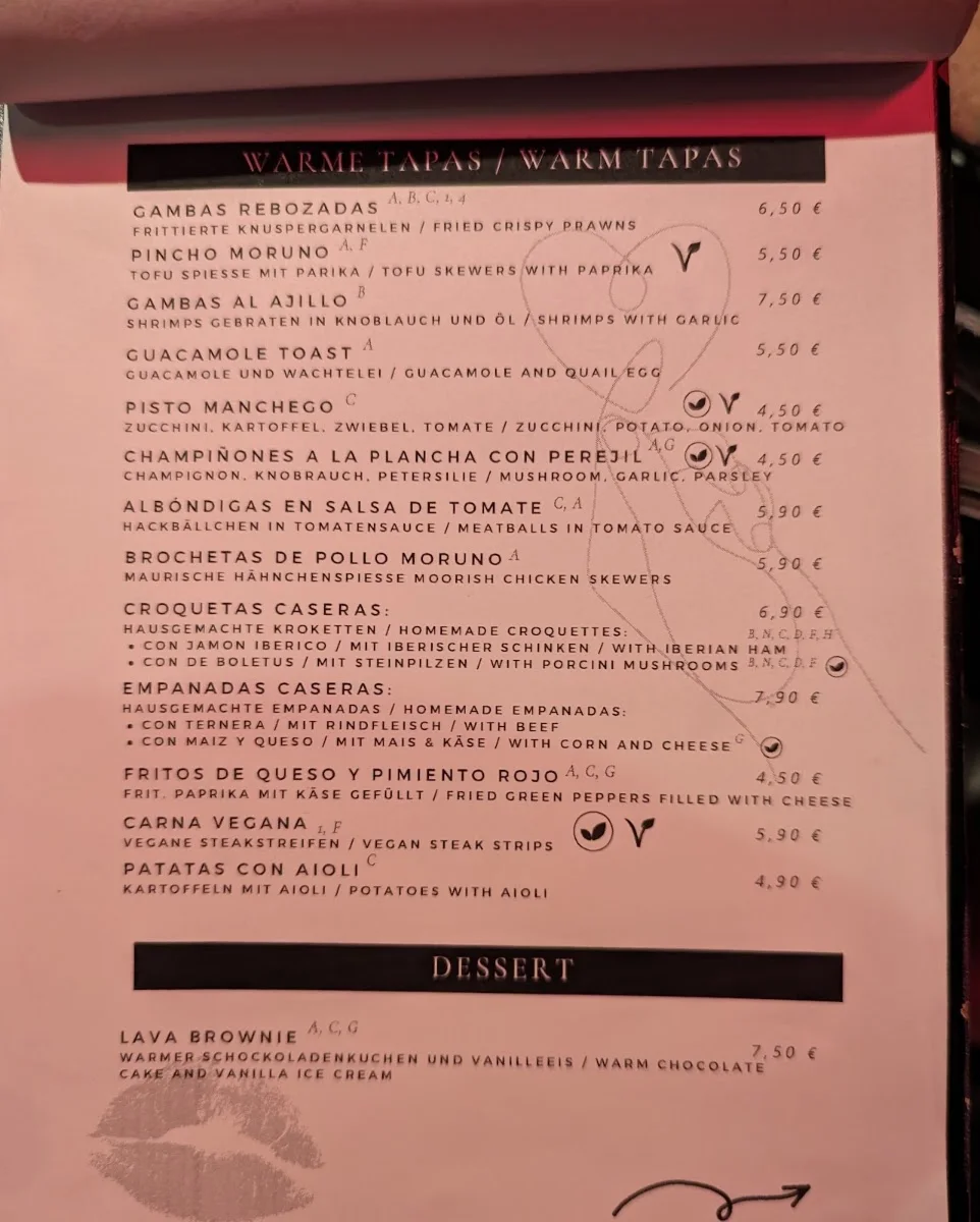 Dirty Rose - Spanish Tapas- & Cocktailbar – Speisekarte in Berlin