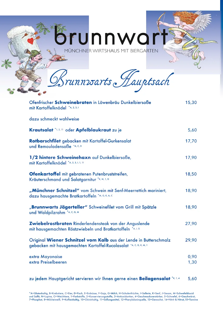 Brunnwart – Speisekarte in München, Bayern