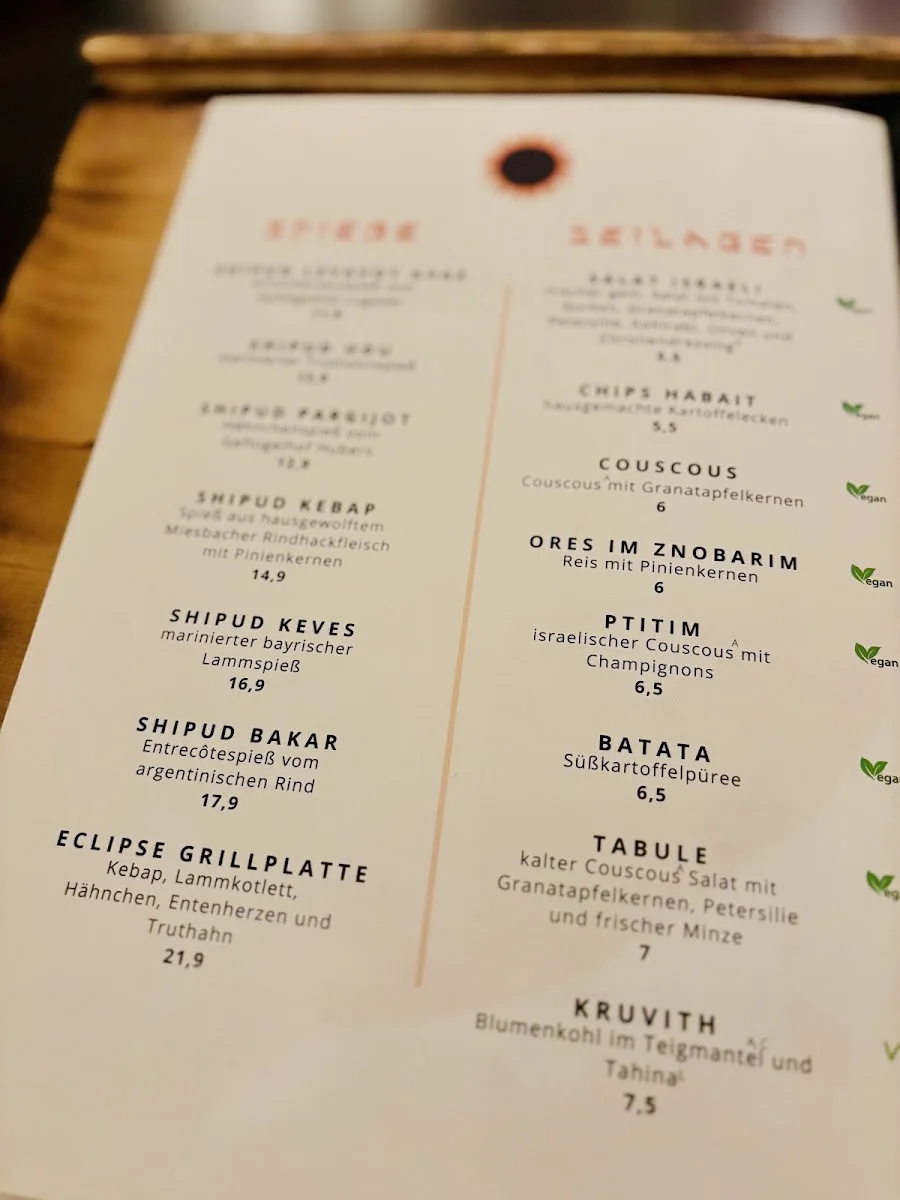 Eclipse Grillbar – Israelisches Restaurant München – Speisekarte in München, Bayern