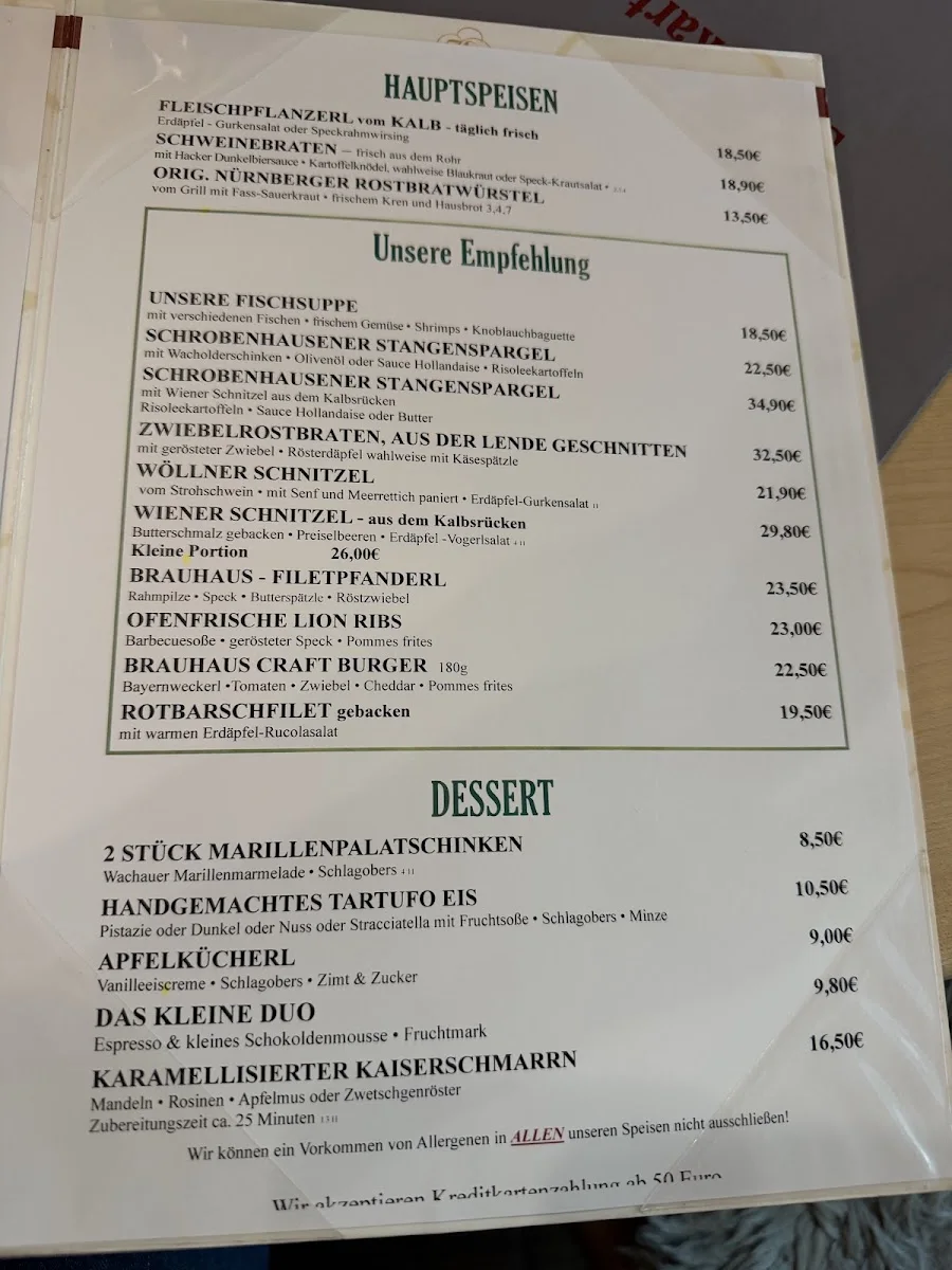 Isartaler Brauhaus – Speisekarte in Pullach im Isartal, Bayern