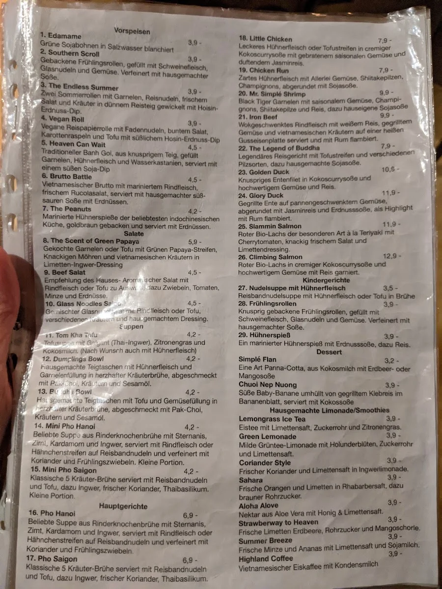 Simplé – Speisekarte in Berlin