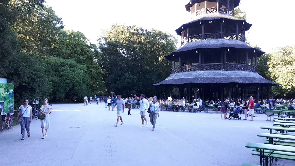 Eisbachwelle – Chinesischer Turm in München, Bayern