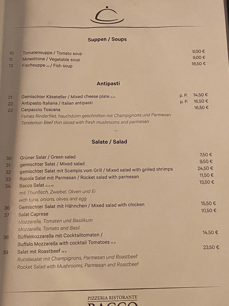BACCO – Speisekarte in Frankfurt am Main, Hessen