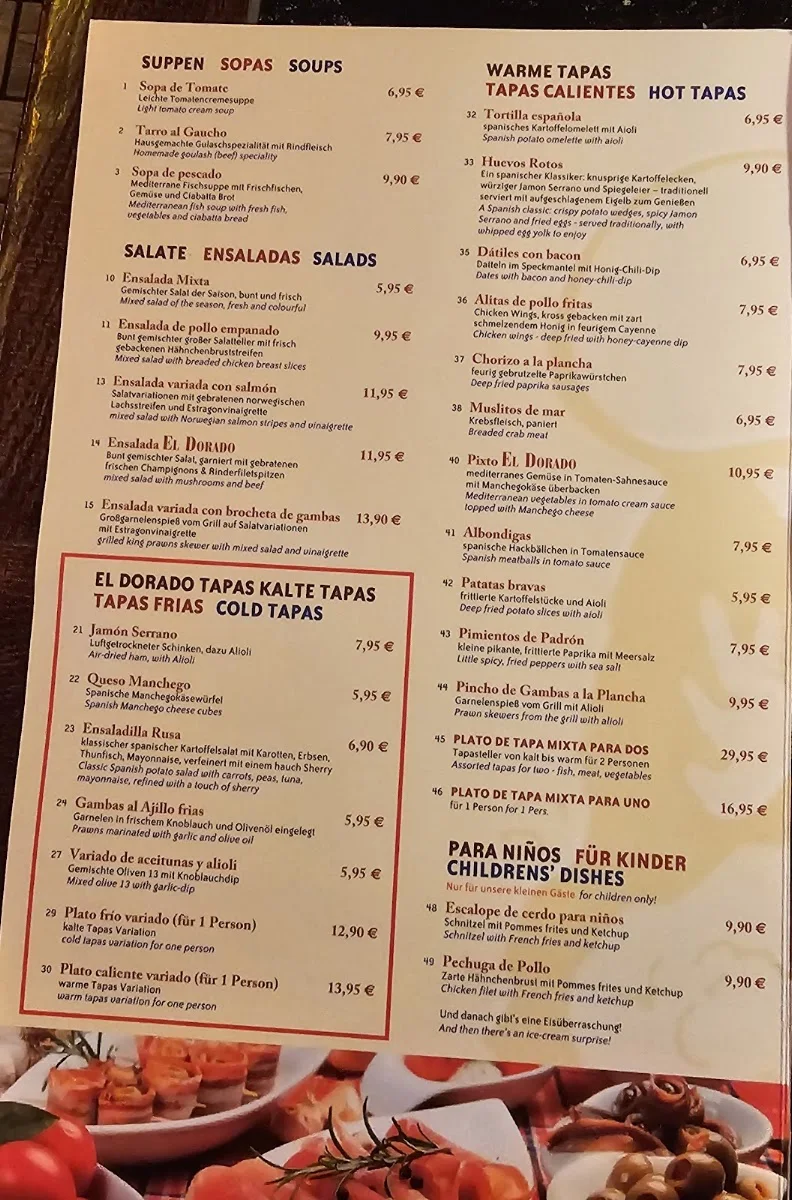 Restaurant El Dorado – Speisekarte in Berlin