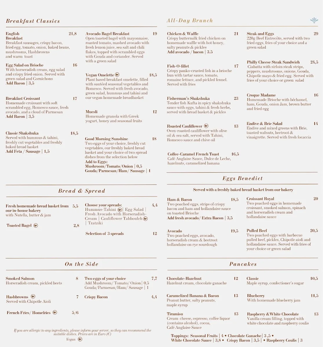 Benedict – Speisekarte in Berlin