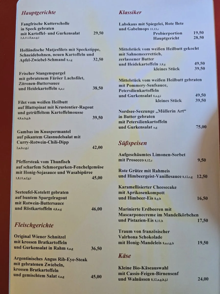 Fischereihafen Restaurant – Speisekarte in Hamburg