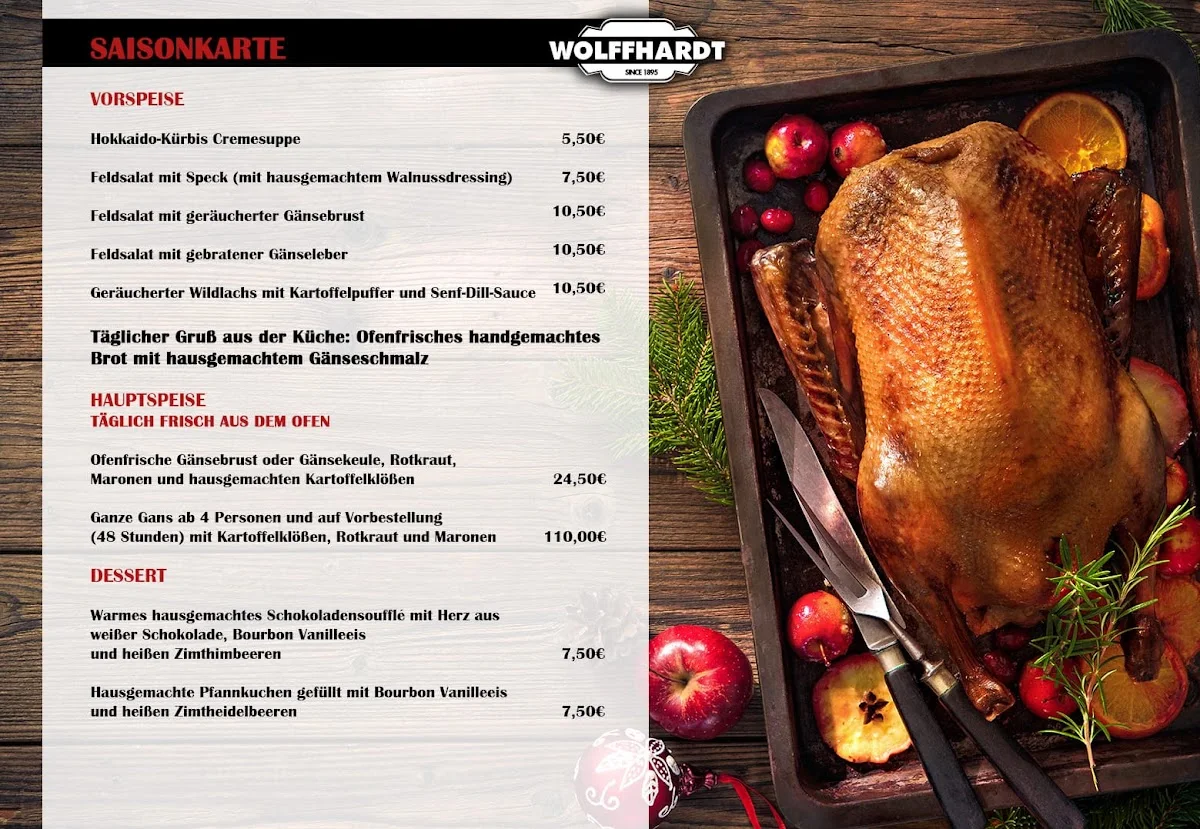 Restaurant Wolffhardts – Speisekarte in Frankfurt am Main, Hessen