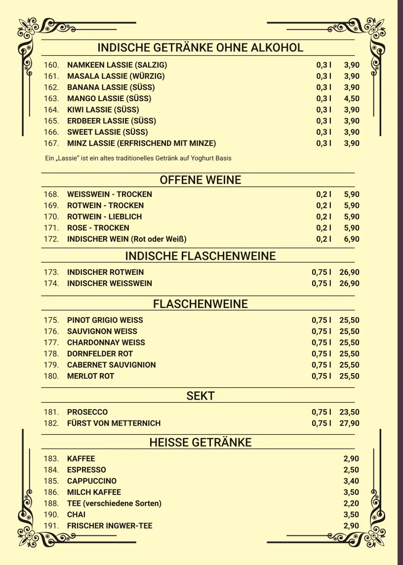 Art India - Indisches Restaurant – Speisekarte in Köln, Nordrhein-Westfalen