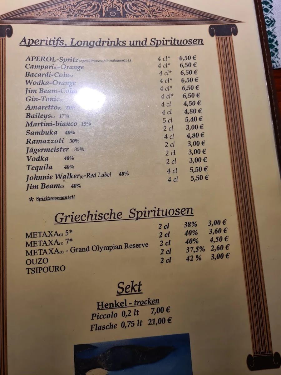 Griechisches Restaurant Dionysos - am Zabel Krüger Damm – Speisekarte in Berlin
