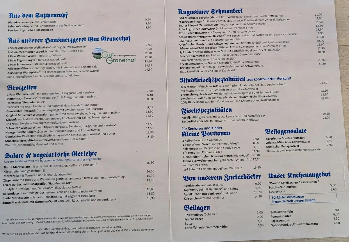 Augustiner Stammhaus – Speisekarte in München, Bayern