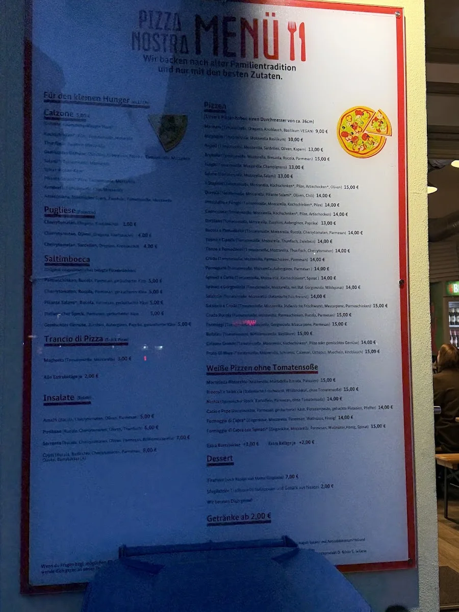 Pizza Nostra – Speisekarte in Berlin