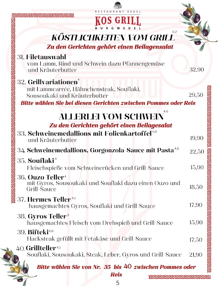Kos Grill Burgwedel – Speisekarte in Burgwedel, Niedersachsen