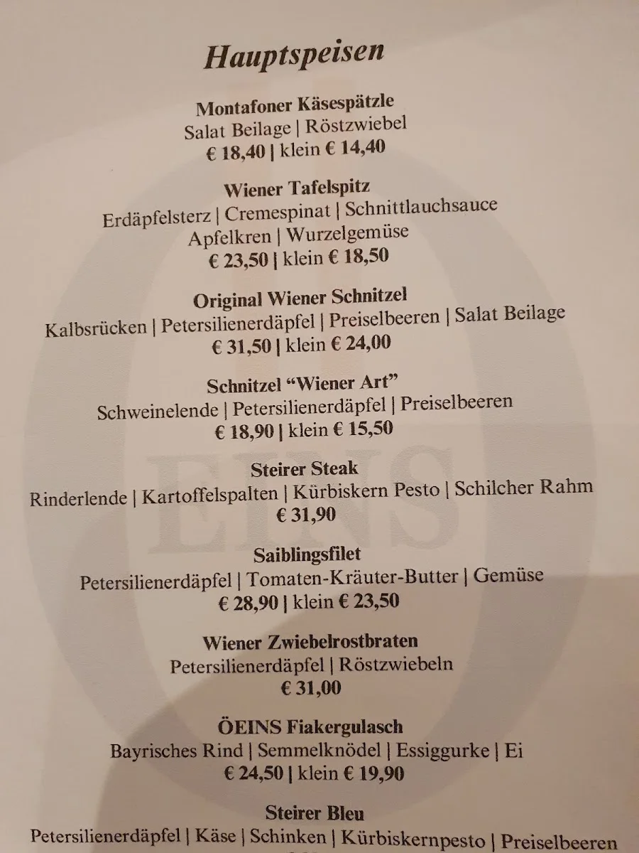 ÖEINS im Stemmerhof – Speisekarte in München, Bayern