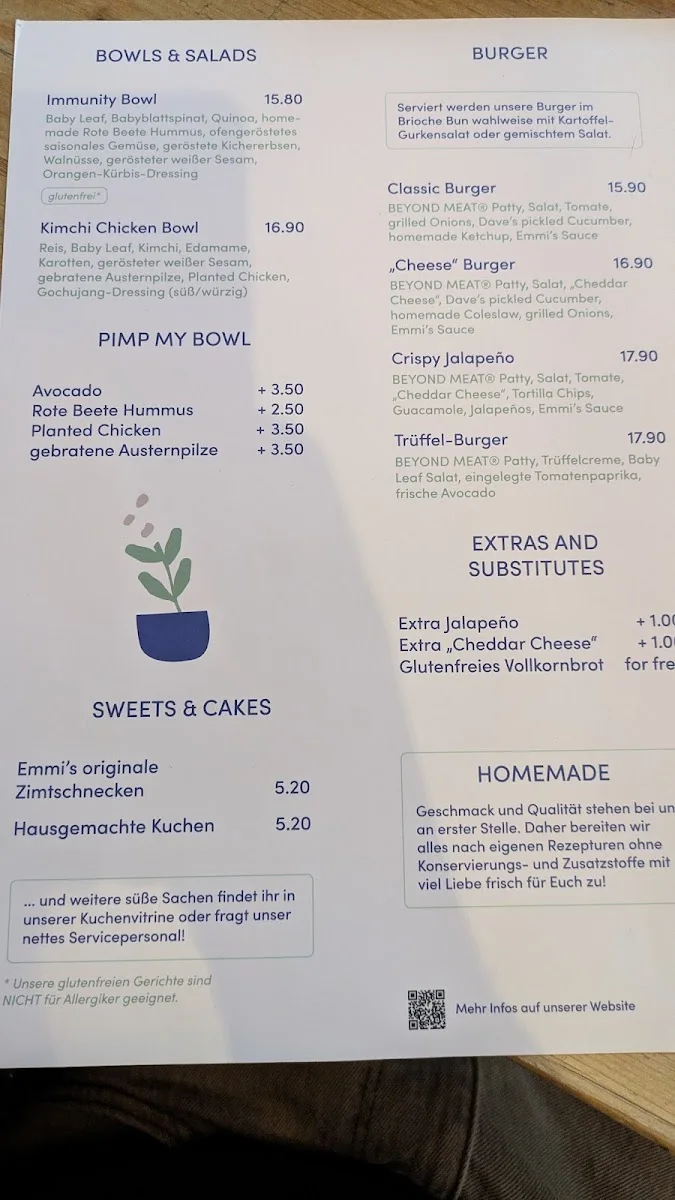 Emmi's Kitchen – Speisekarte in München, Bayern
