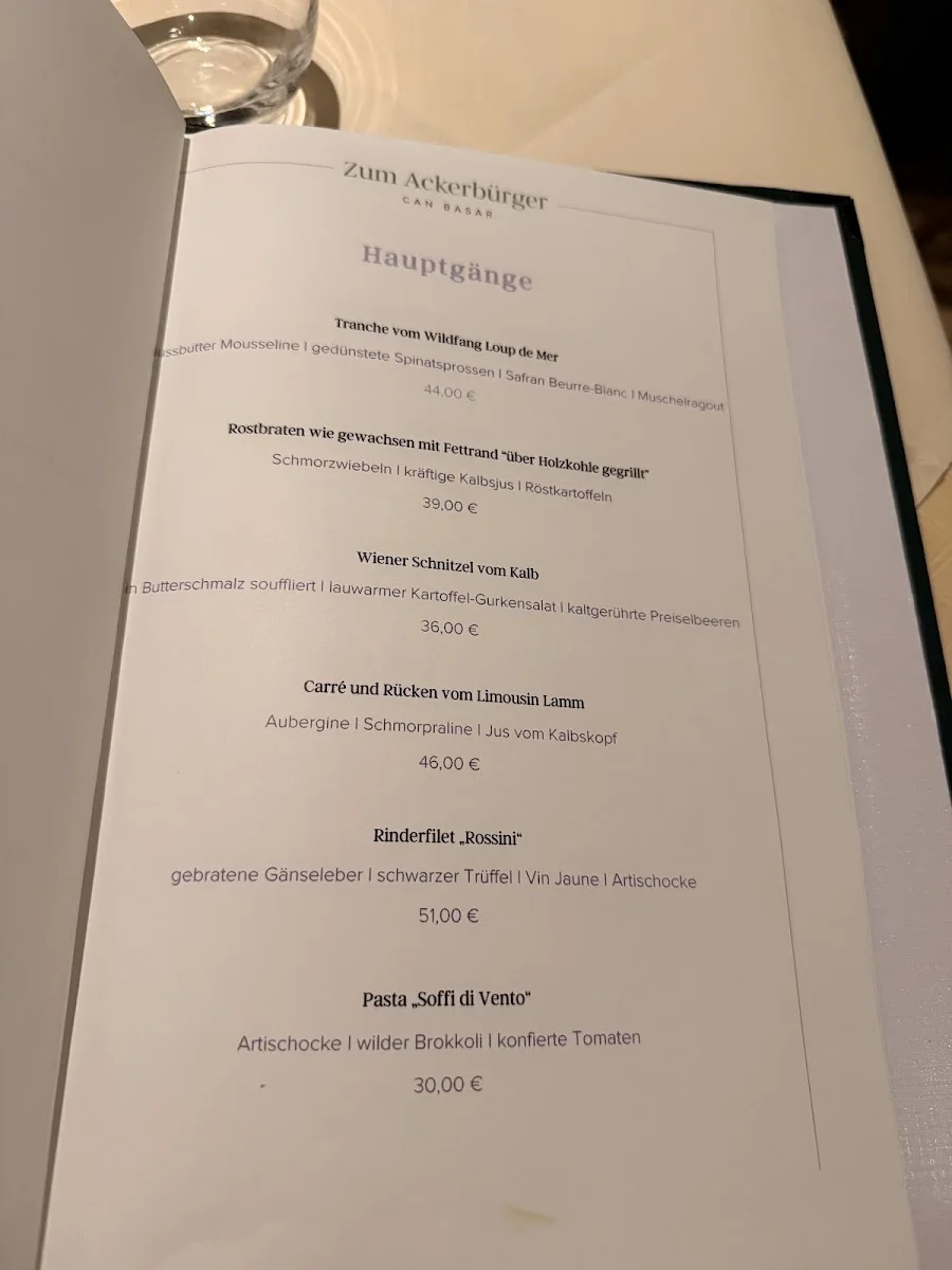Restaurant “Zum Ackerbürger“ - Stuttgart – Speisekarte in Stuttgart, Baden-Württemberg