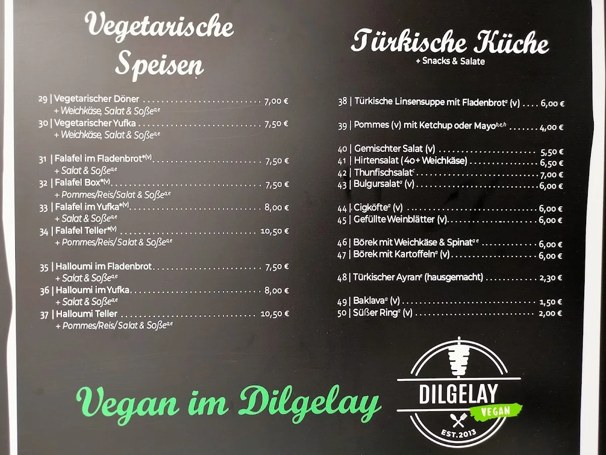 Dilgelay - Der Stuttgarter Döner – Speisekarte in Stuttgart, Baden-Württemberg