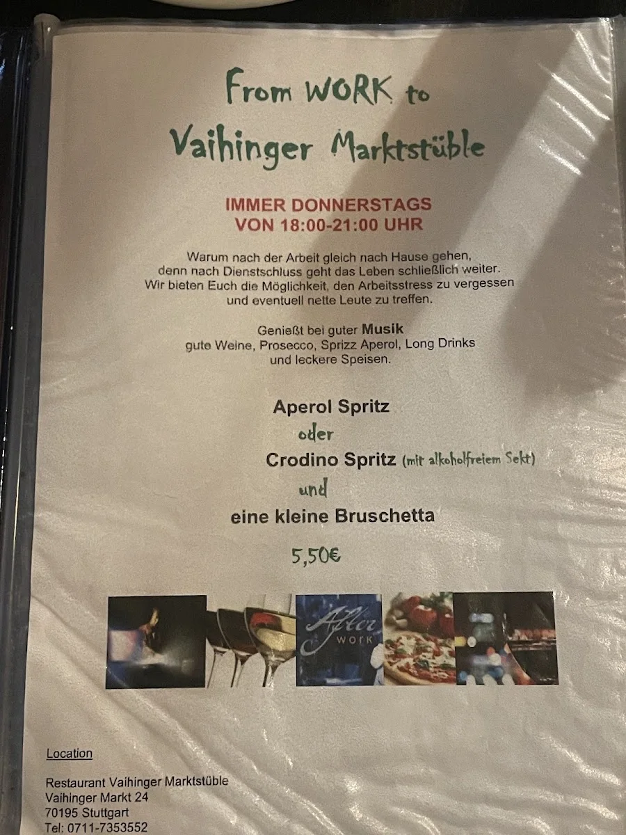 Vaihinger Marktstüble – Speisekarte in Stuttgart, Baden-Württemberg