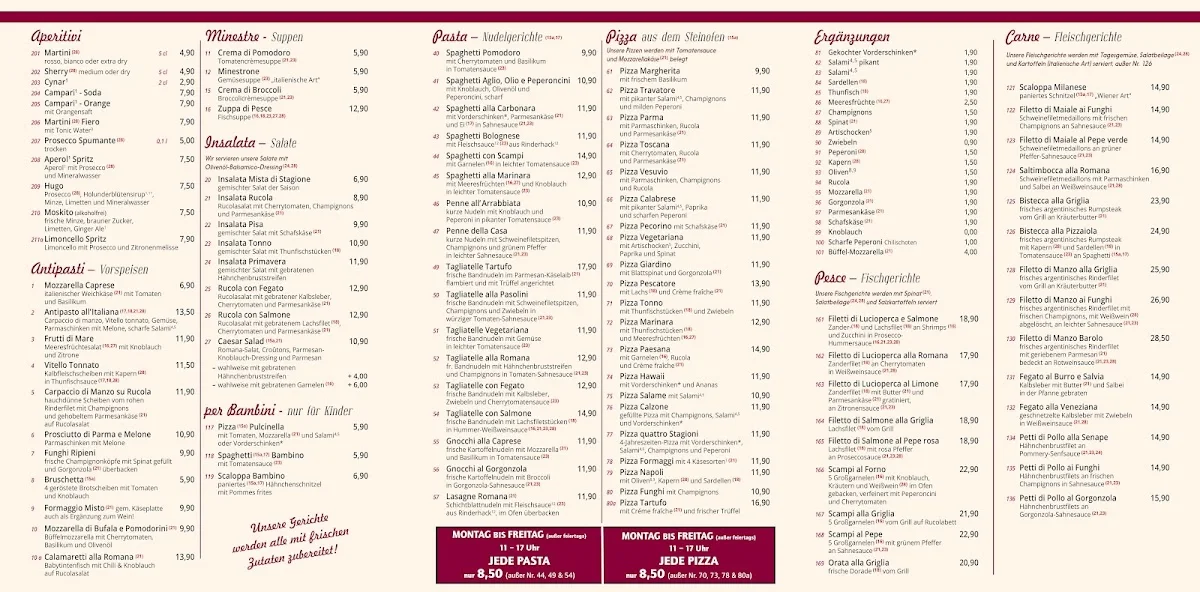 Trattoria Romana – Speisekarte in Berlin