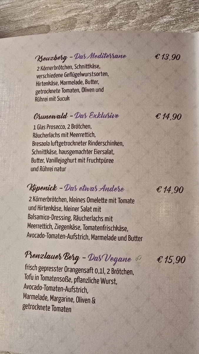 Café Wetterstein – Speisekarte in Berlin